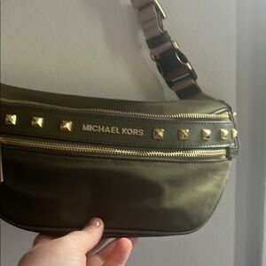 Michael Kors Green Crossbody Bag with Gold Studs